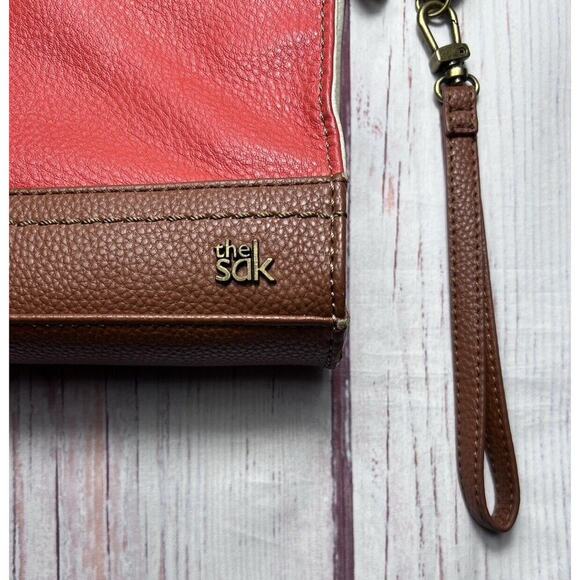 The Sak Iris Demi Orange Brown Pebble Leather Crossbody Shoulder Purse Bag - Picture 3 of 15